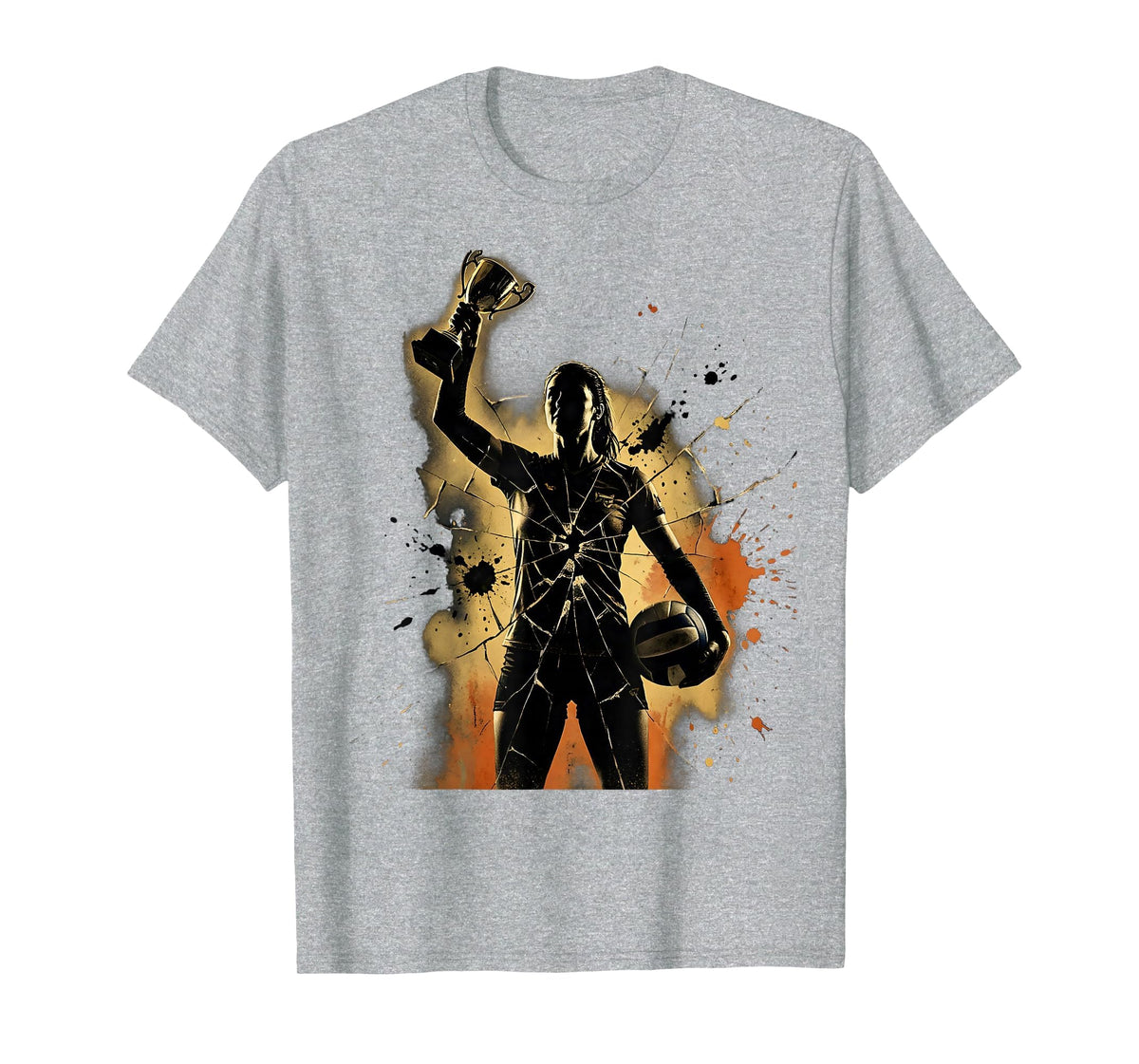 Mademark Men's Volleyball Mom Trophy and Ball Graphic T-Shirt - Heather Grey