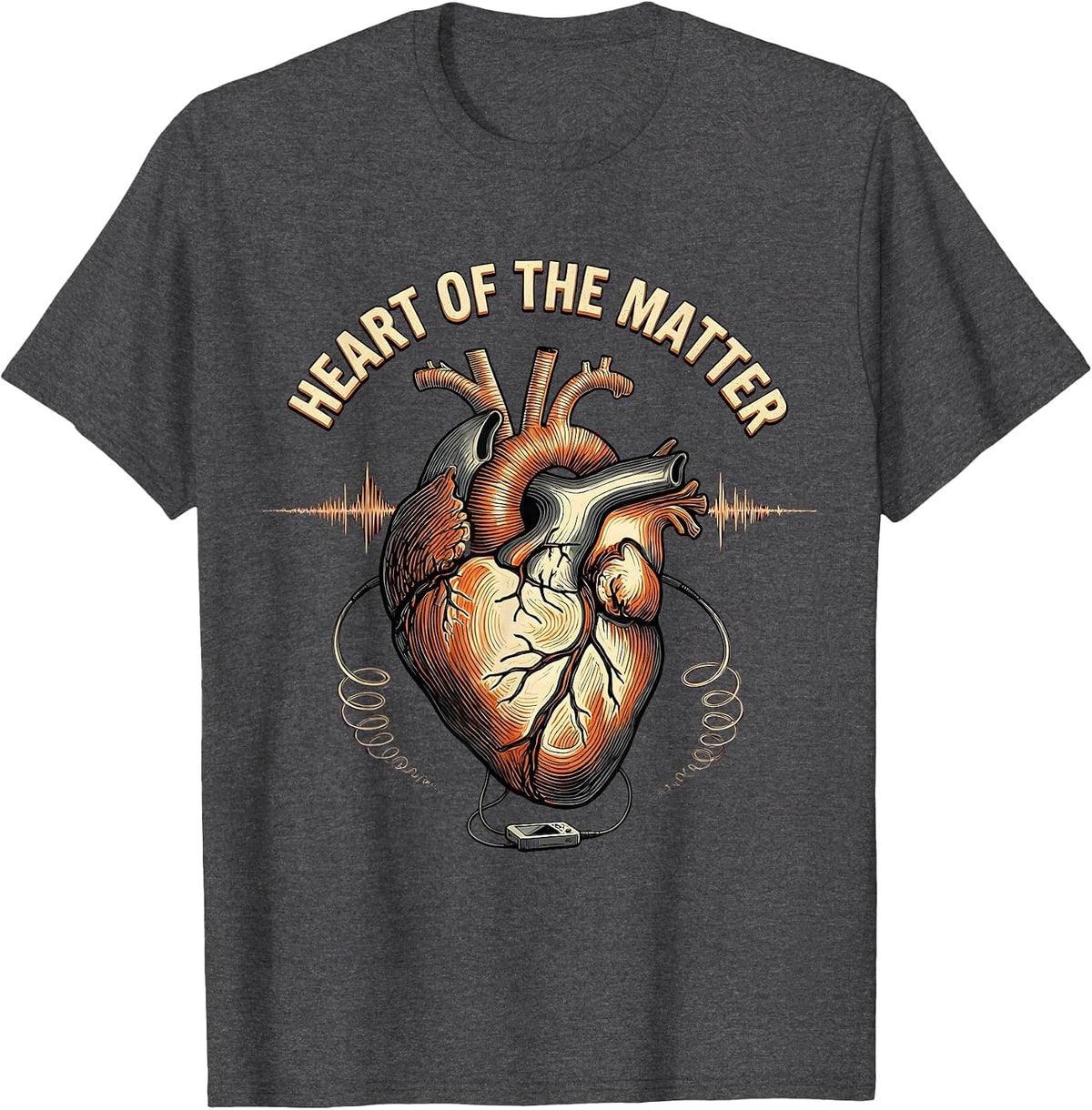Heart Of The Matter Ultrasound Tech Sonographer Echo Humor T-Shirt - Dark Heather Grey