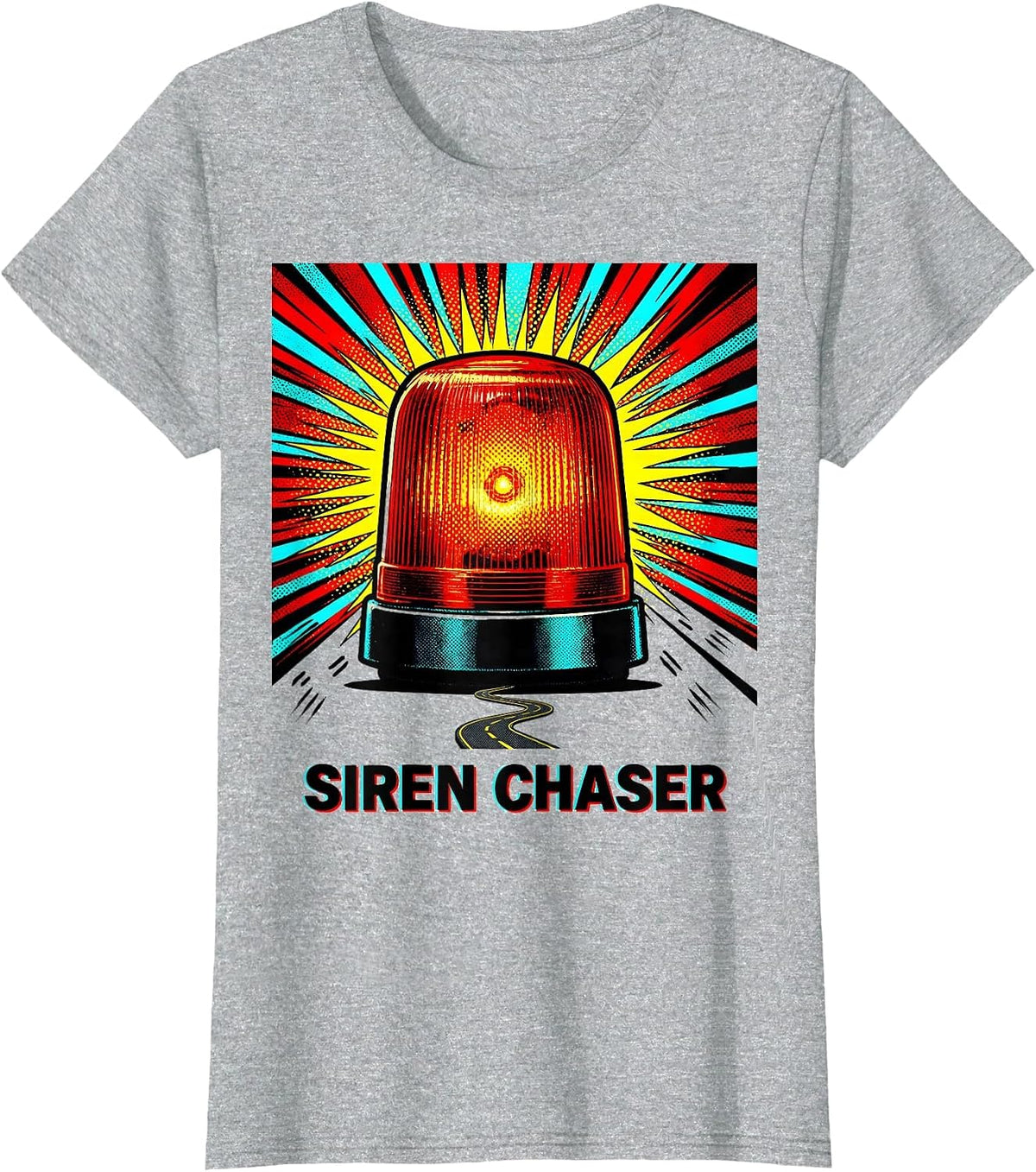Siren Chaser Pop Art EMS Paramedic EMT Gift T-Shirt - Heather Grey