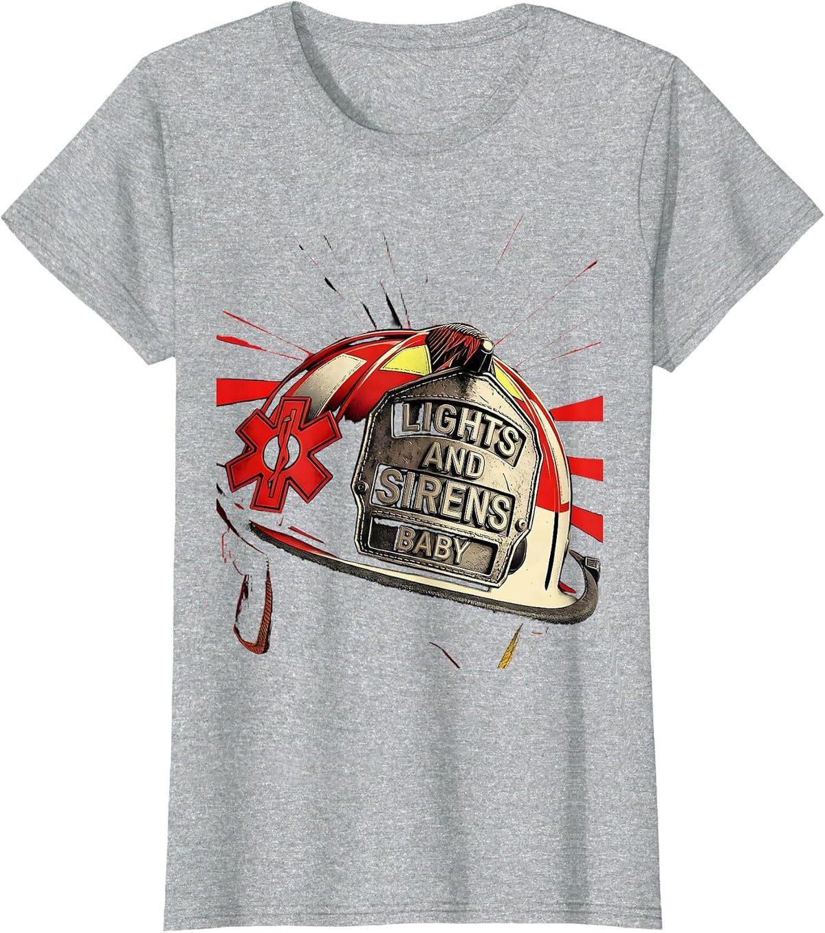 Lights and Sirens Baby EMT First Responder Design T-Shirt - Heather Grey
