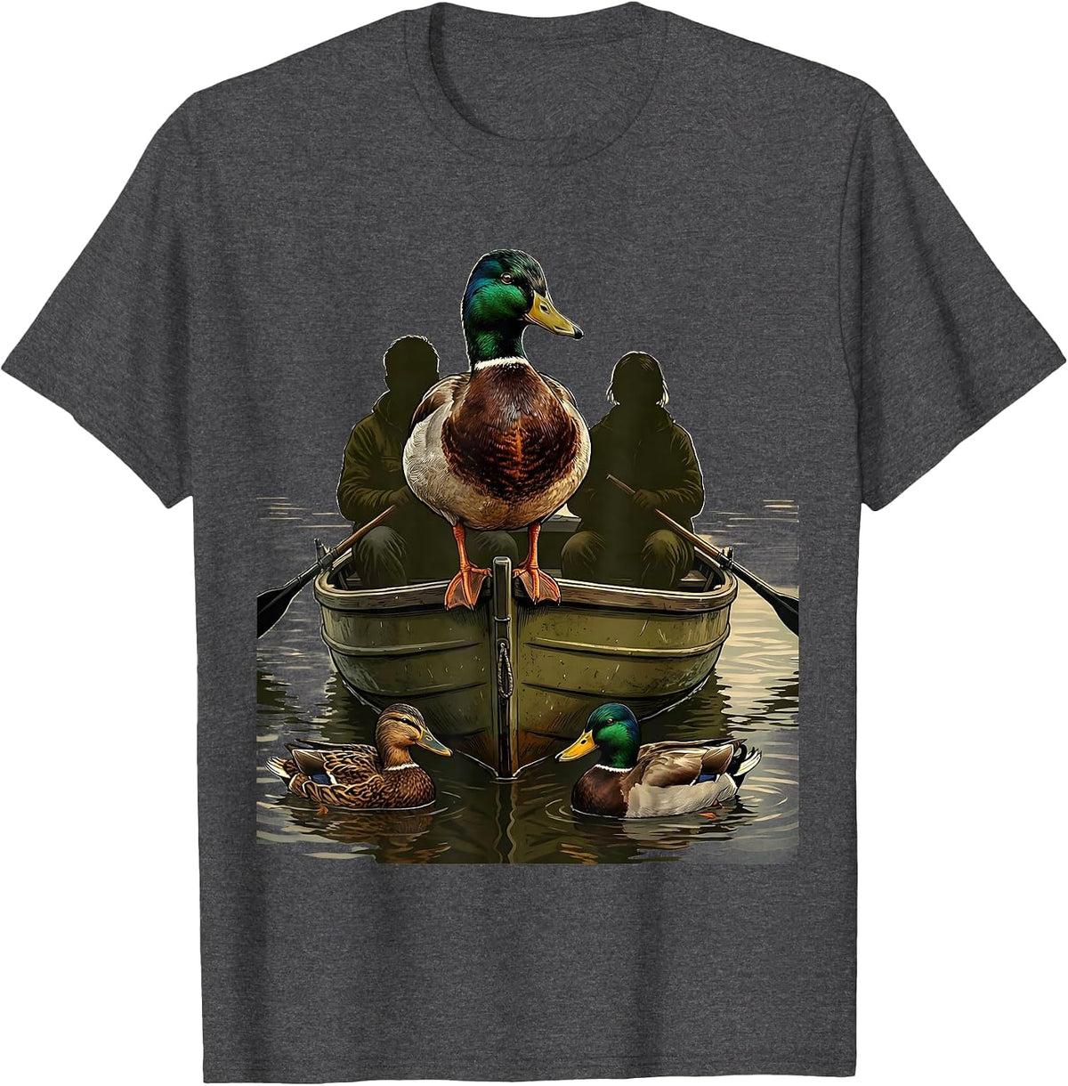 Mallard Drake Hunting Boat Duck Hunter Family Pride T-Shirt - Dark Heather Grey