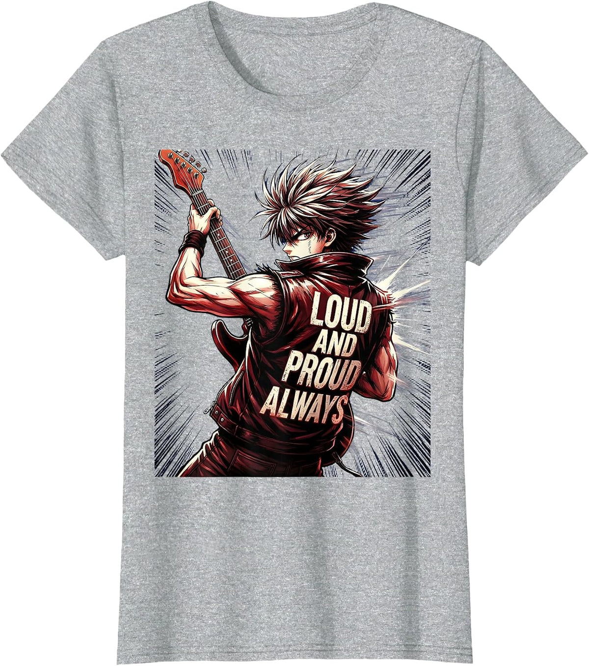 Loud and Proud Always Rock Band Music Design T-Shirt - Heather Grey