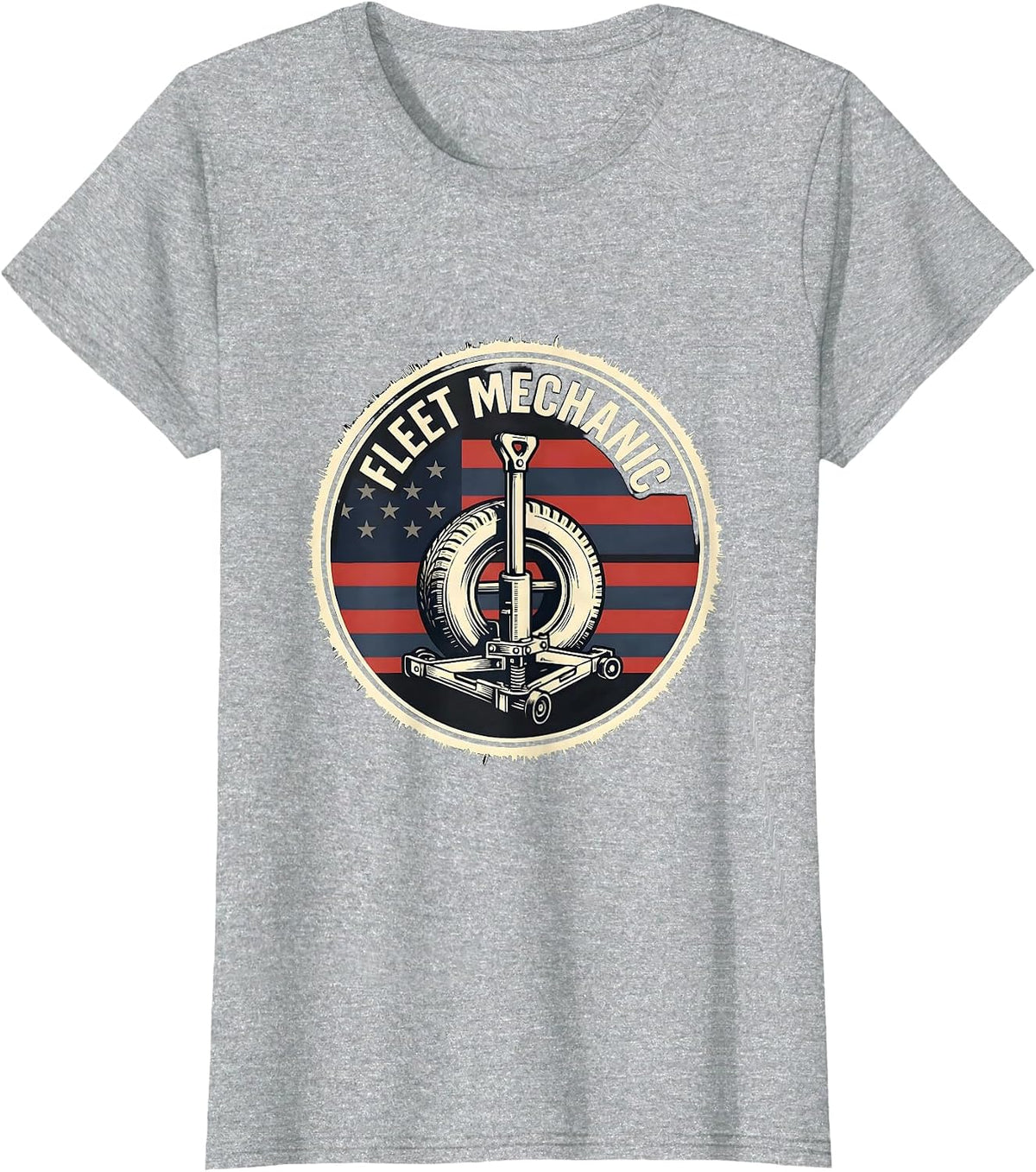 Fleet Mechanic Patriotic American Flag Mechanic Gift T-Shirt - Heather Grey