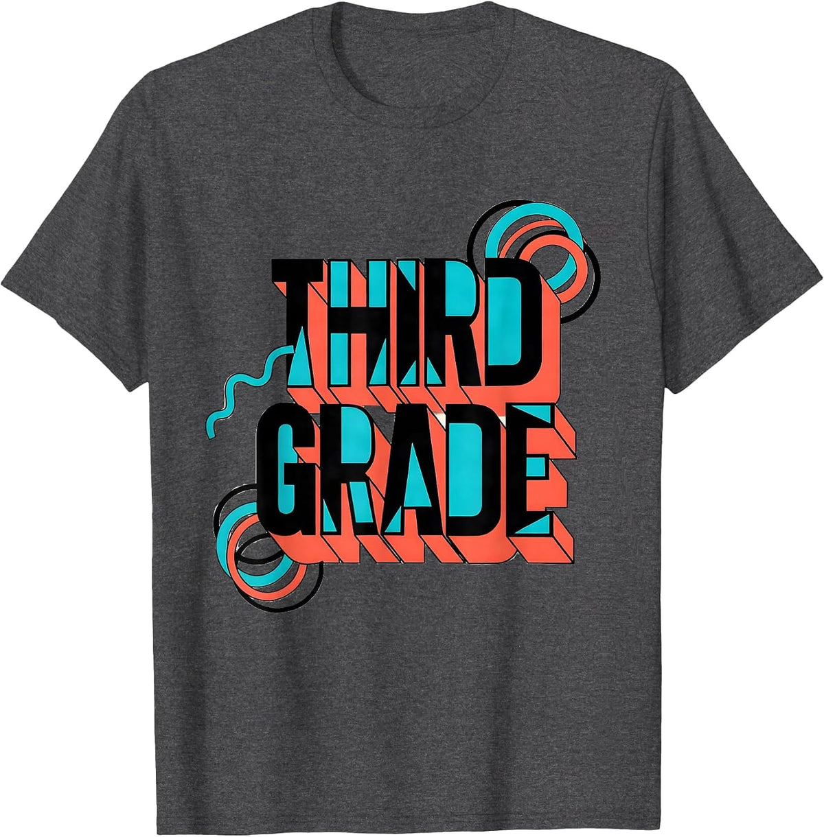 Third Grade Memphis Postmodern Back To School Teacher T-Shirt - Dark Heather Grey