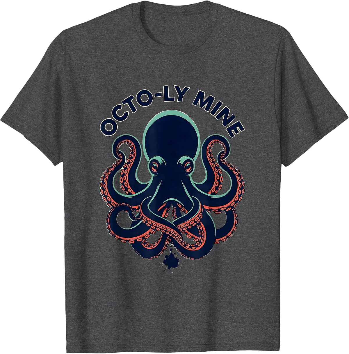 Octo-ly Mine Vintage Octopus Ocean Wildlife Graphic T-Shirt - Dark Heather Grey