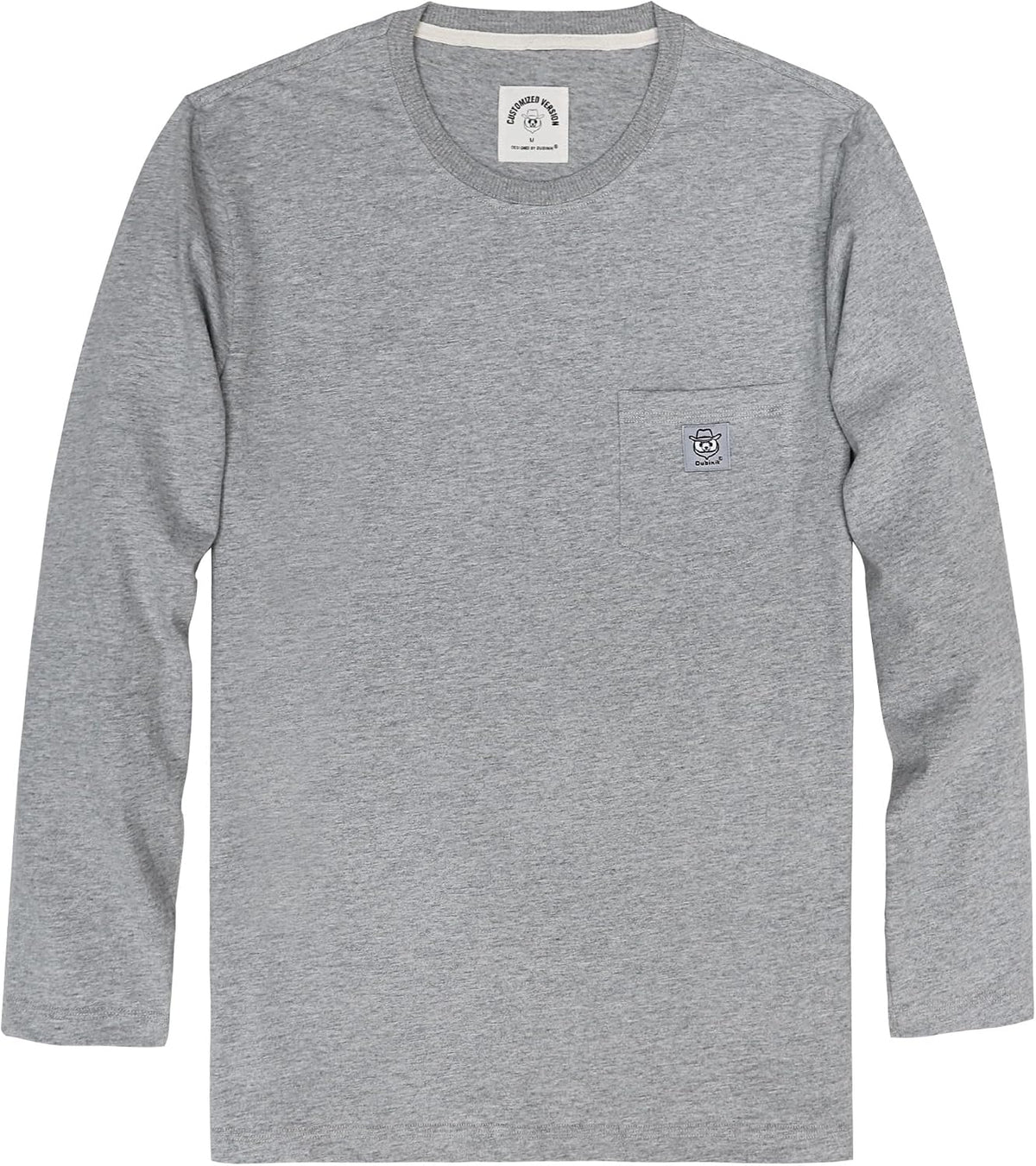 Dubinik® Men's Long Sleeve T-Shirts 100% Cotton Heightwight Workwear with Pocket - Light Grey 312