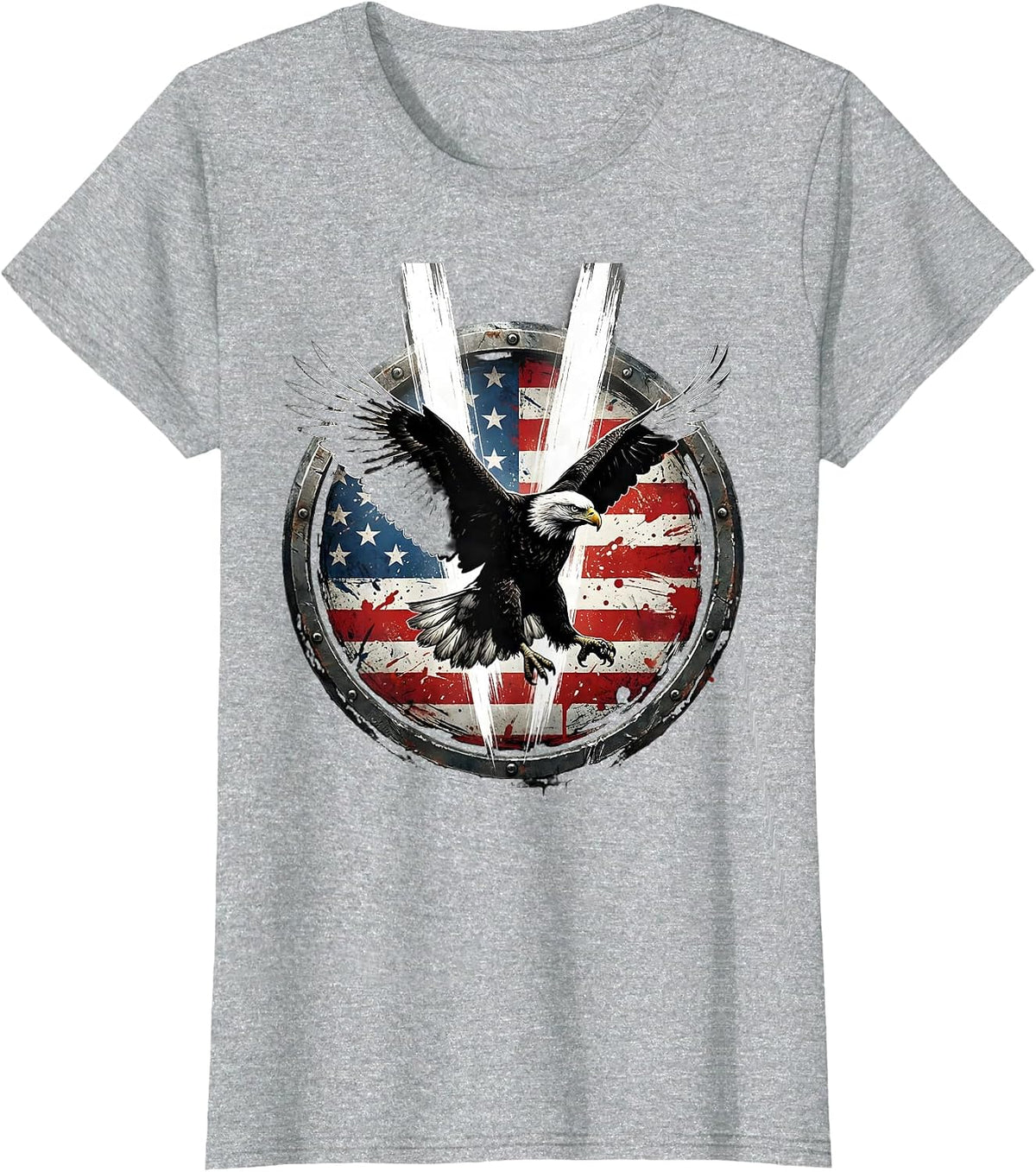 September 11 Memorial Bald Eagle Twin Beams T-Shirt - Heather Grey