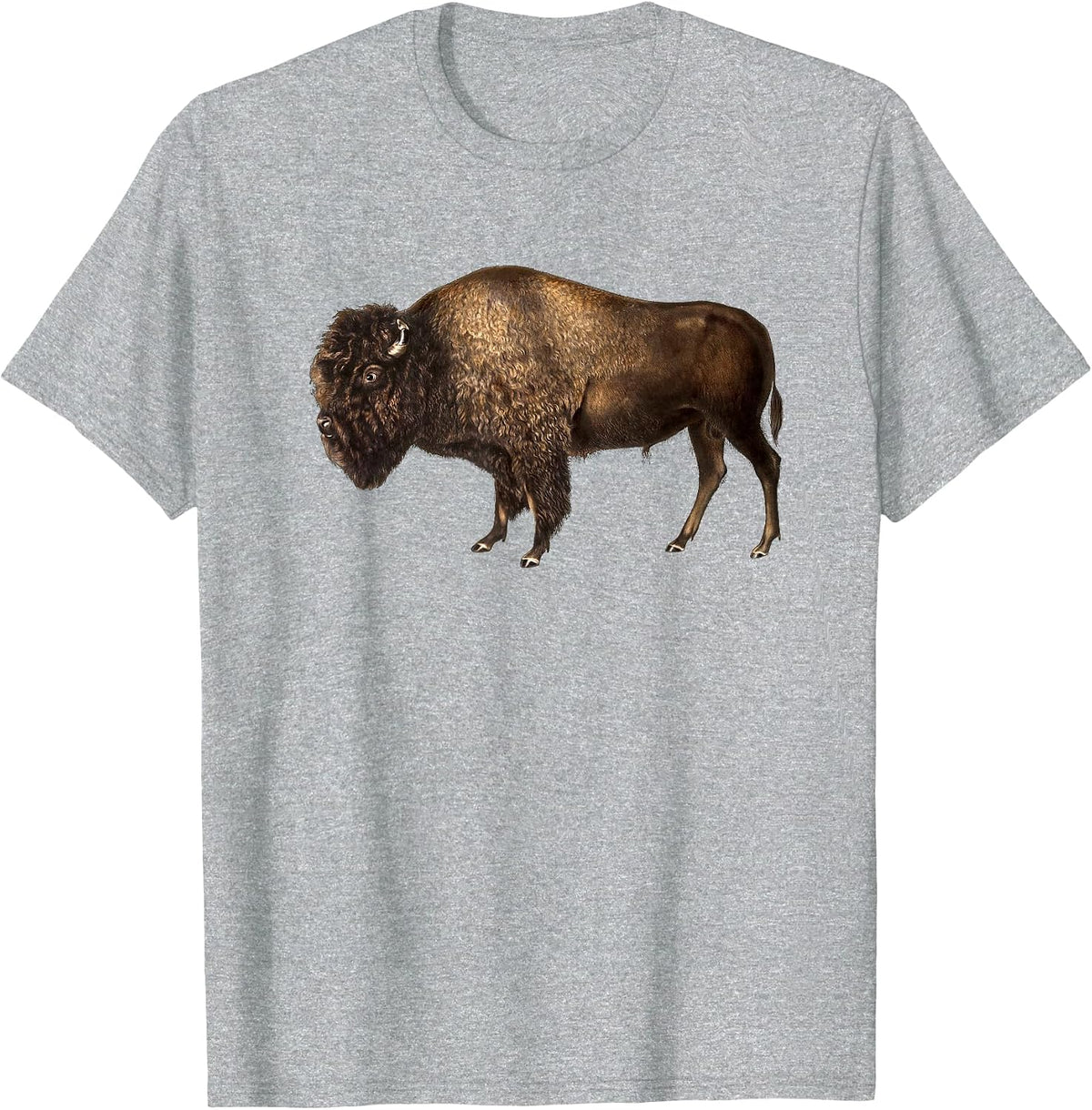 Buffalo Vintage Retro American Bison T-Shirt - Heather Grey