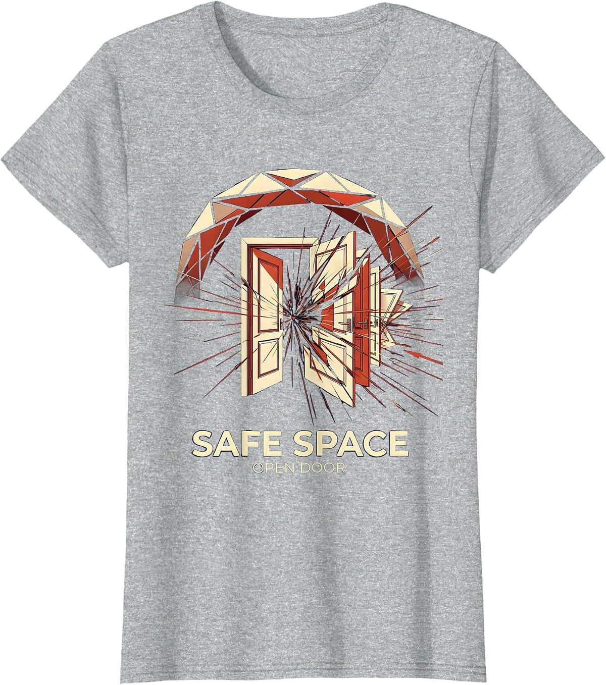 Women's Safe Space Open Door School Counselor Design T-Shirt - Heather Grey
