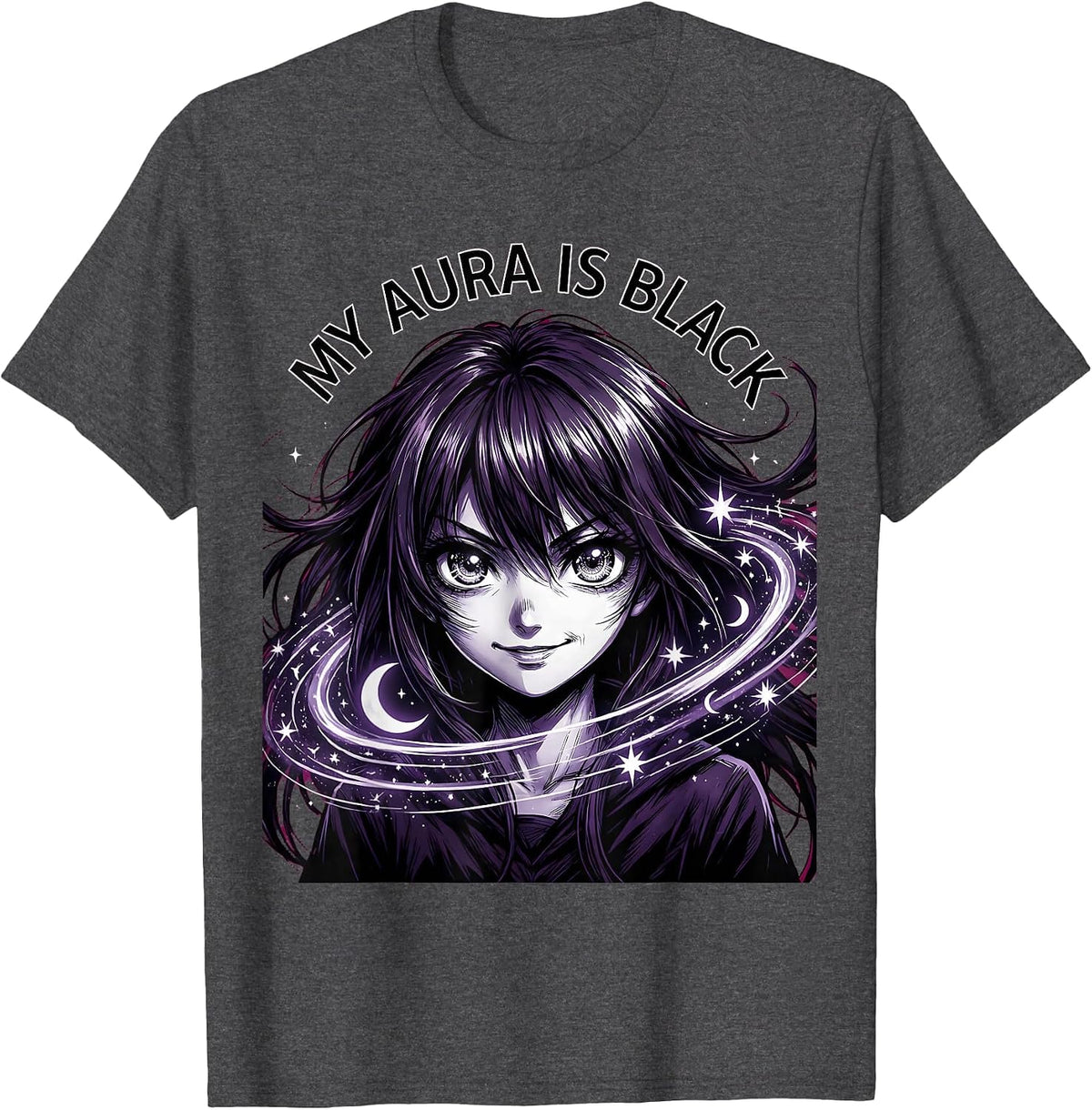 My Aura Is Black Halloween Astrology Design T-Shirt - Dark Heather Grey