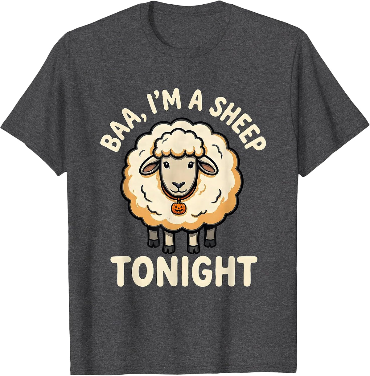 Baa I'm A Sheep Tonight Cartoon Halloween Costume T-Shirt - Dark Heather Grey