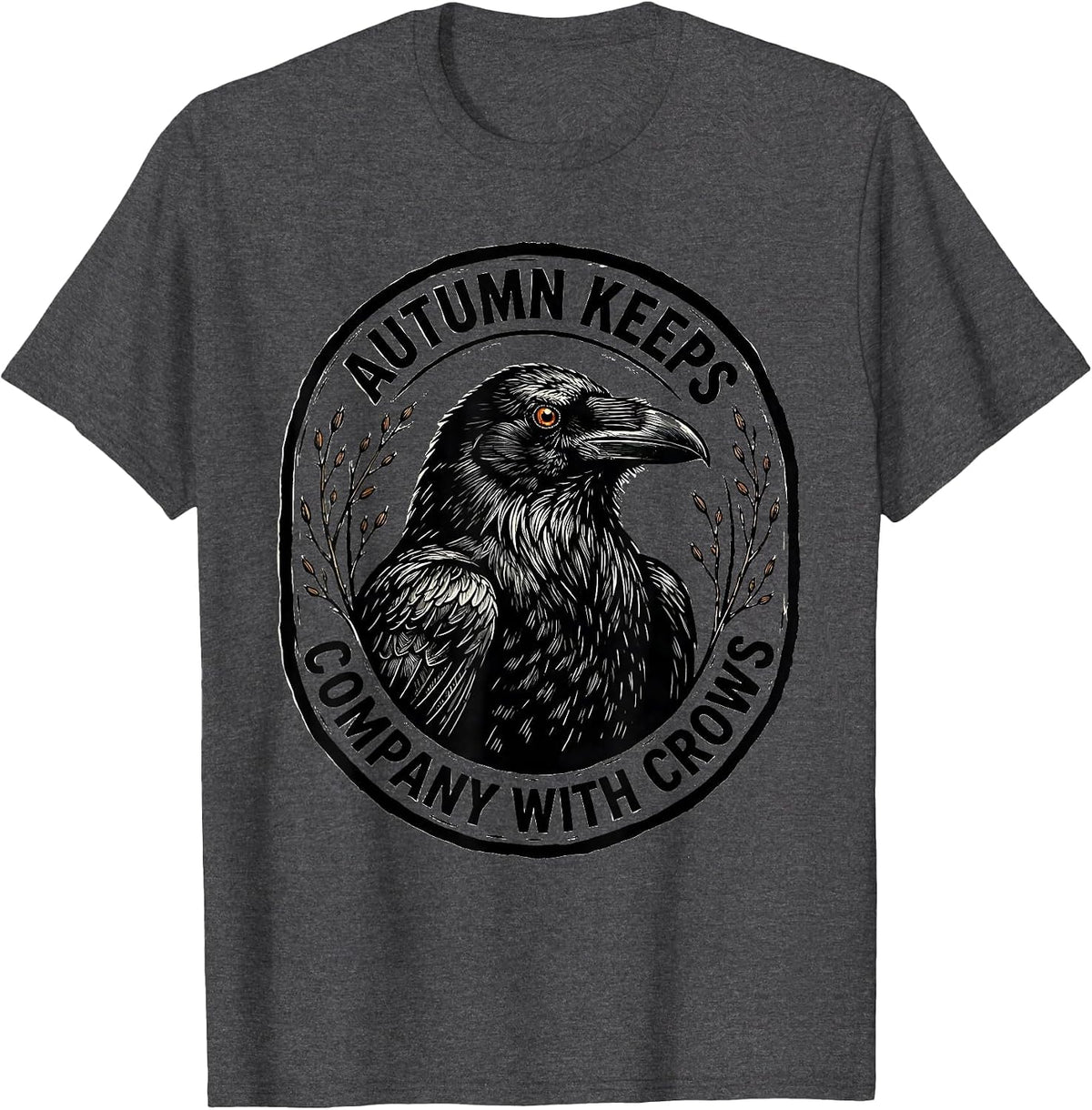 Men's Autumn Keeps Company With Crows Gothic Nature Bird Lover T-Shirt - Dark Heather Grey