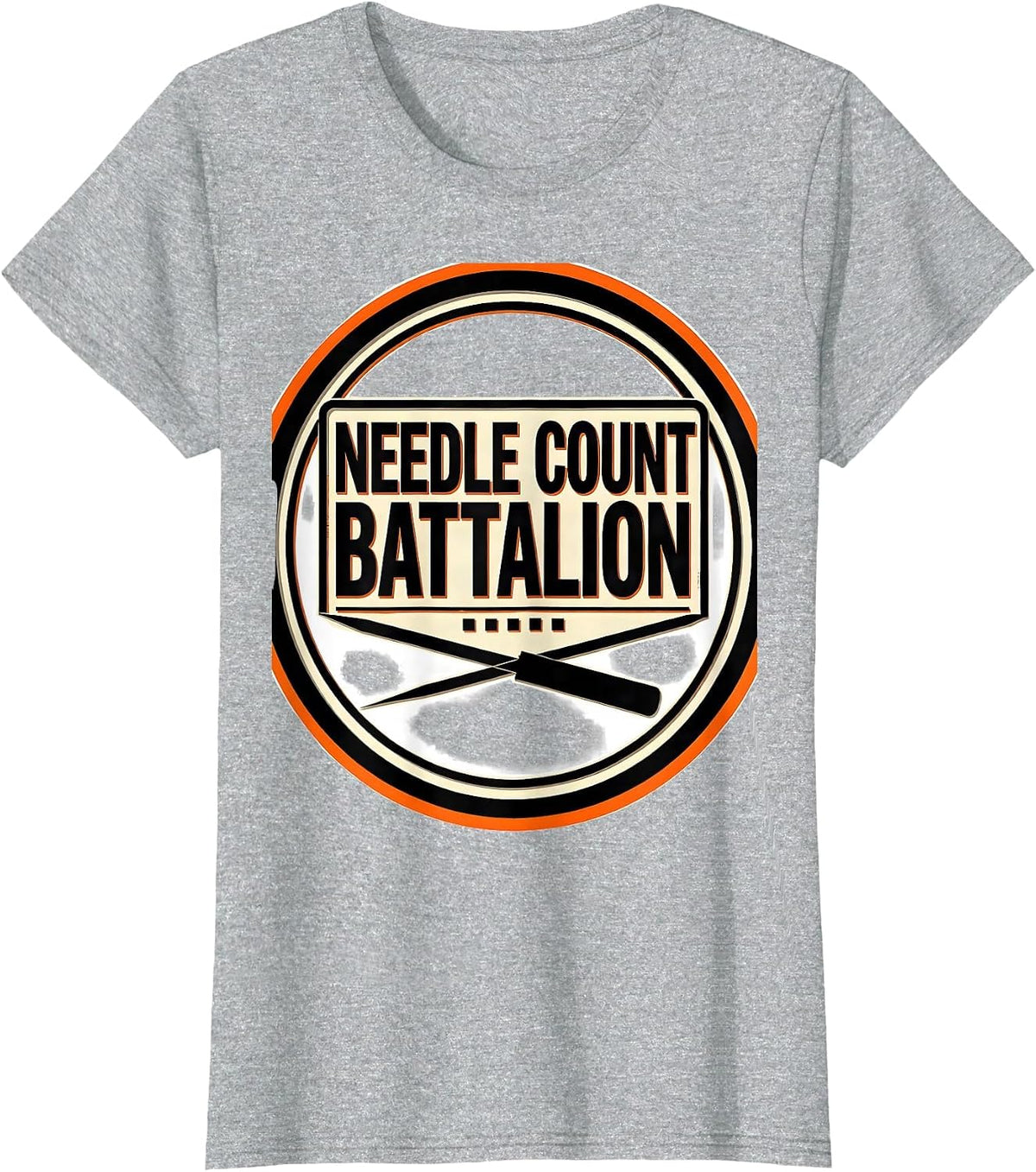 Women's Needle Count Battalion Stencil Graphic Surgical Tech T-Shirt - Heather Grey