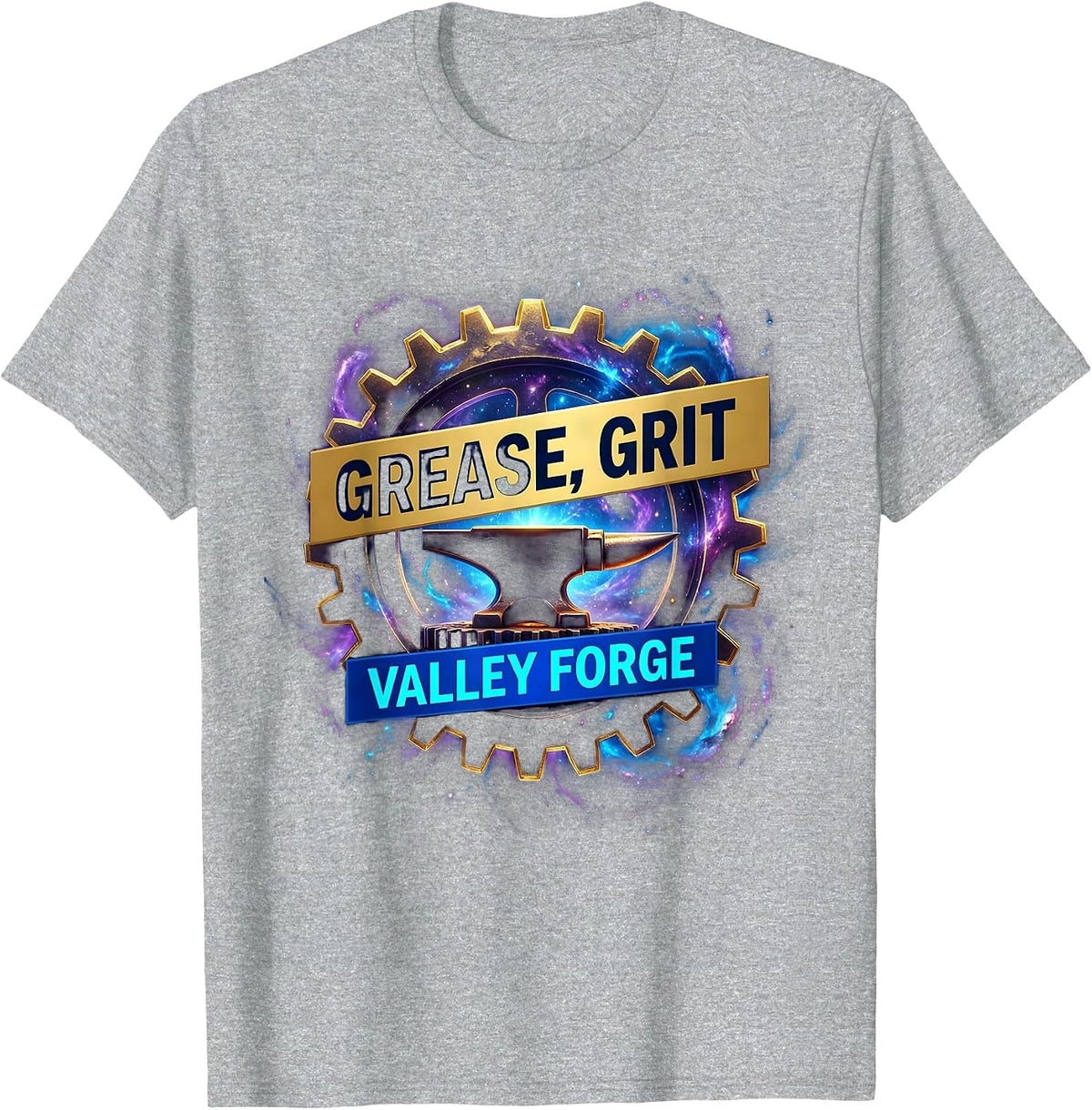 Men's Grease Grit Valley Forge Automotive Design T-Shirt - Heather Grey