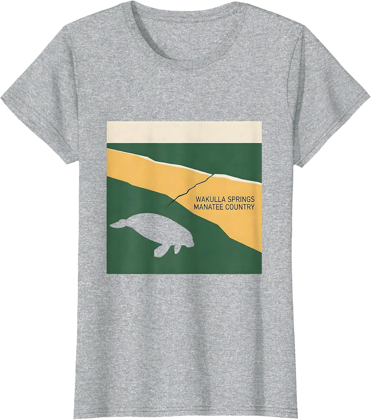 Wakulla Springs Manatee Country Geometric Florida Swamp T-Shirt - Heather Grey