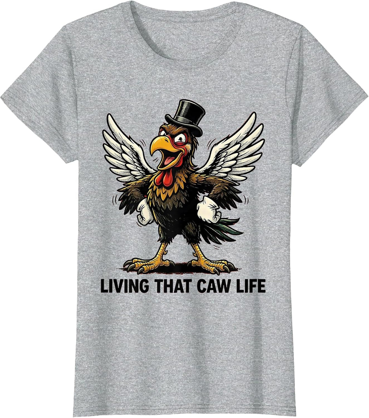 Living That Caw Life Crow Lover Design T-Shirt - Heather Grey
