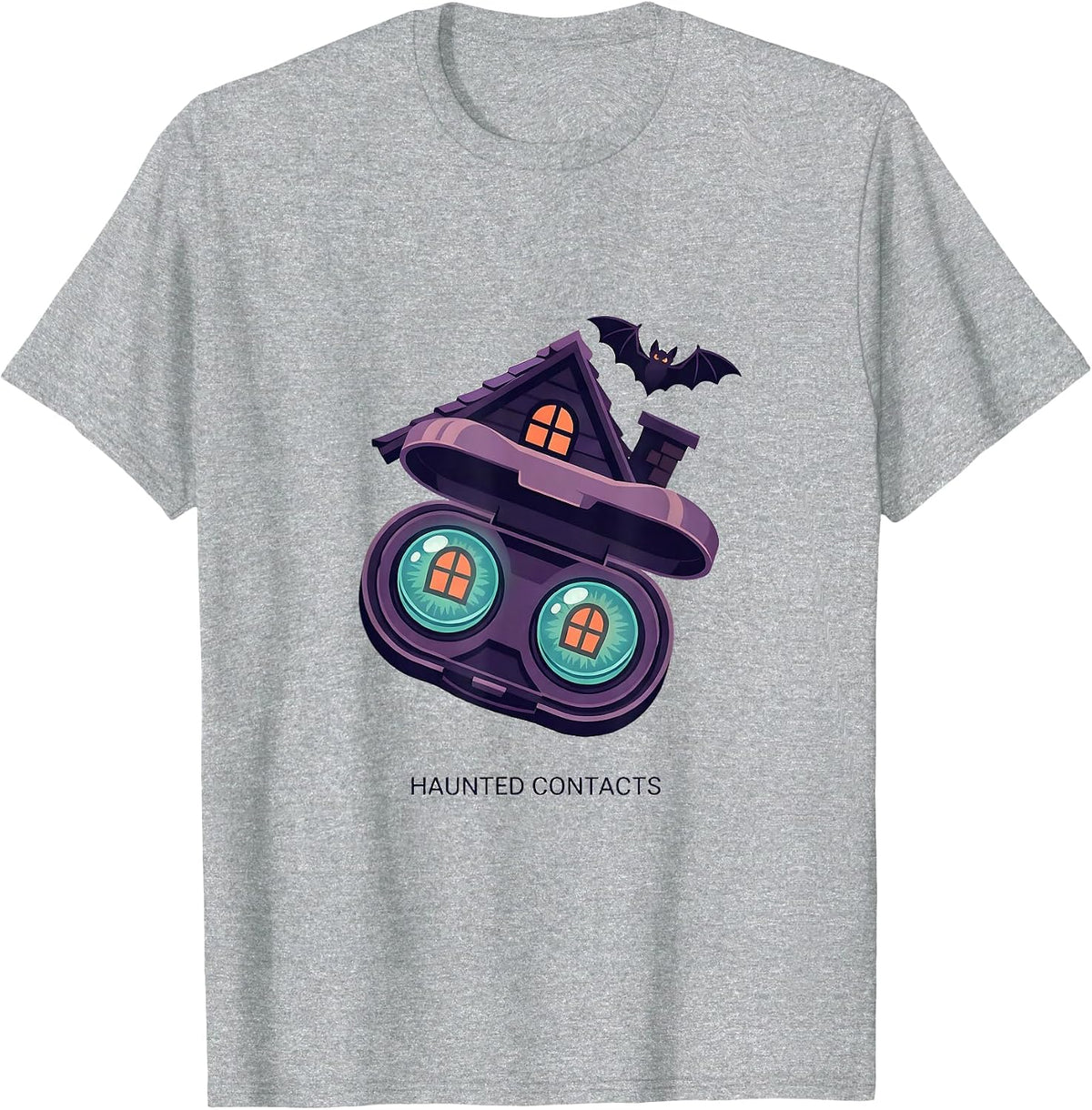 Men's Haunted Contacts Funny Optometrist Eye Doctor Halloween T-Shirt - Heather Grey