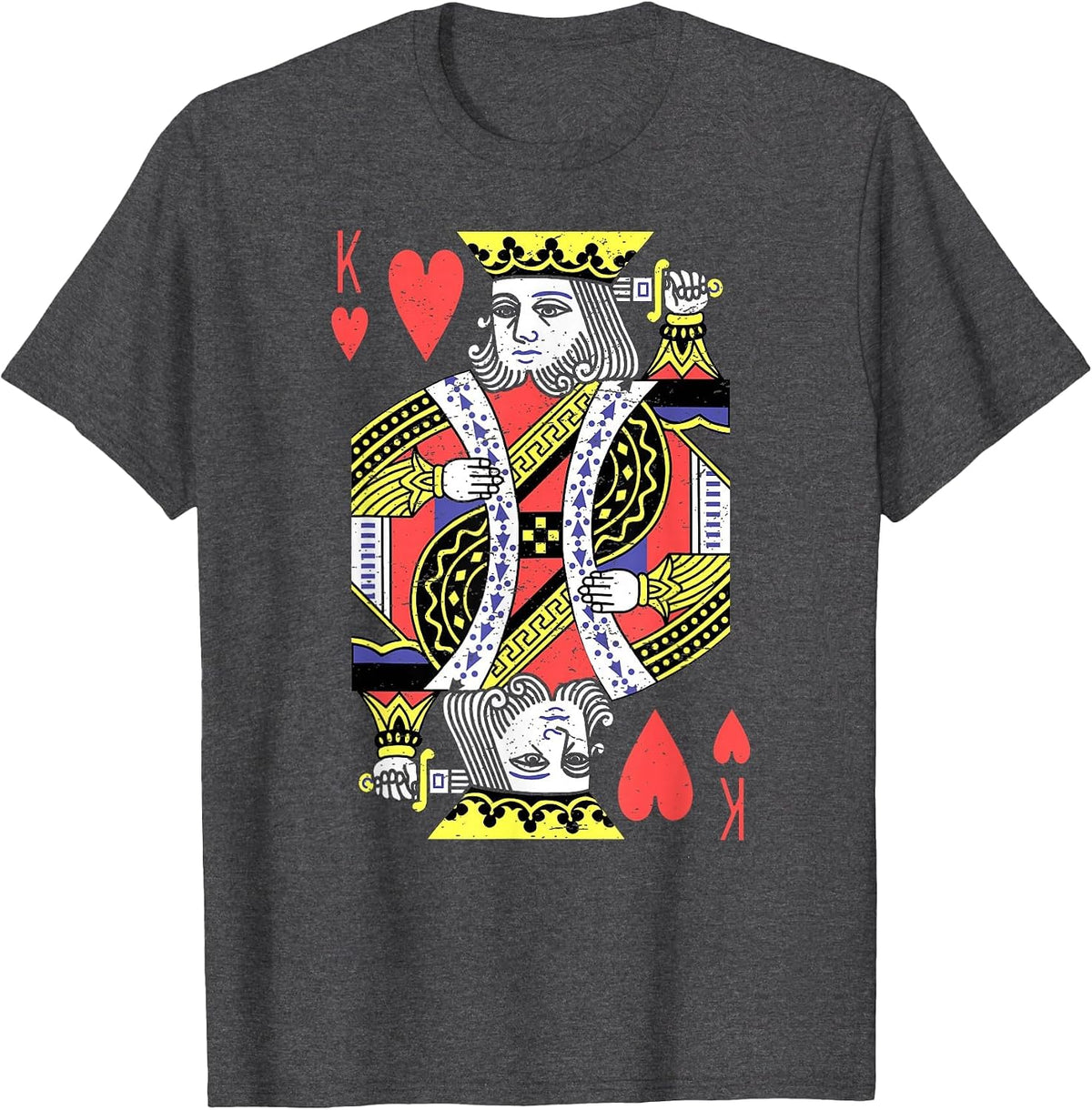 King of Hearts Playing Card Halloween Costume Valentines Men T-Shirt - Dark Heather Grey