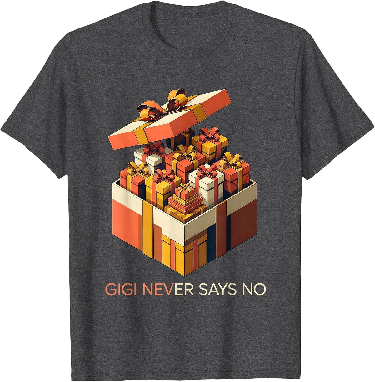 Men's Gigi Never Says No Grandma Design T-Shirt - Dark Heather Grey