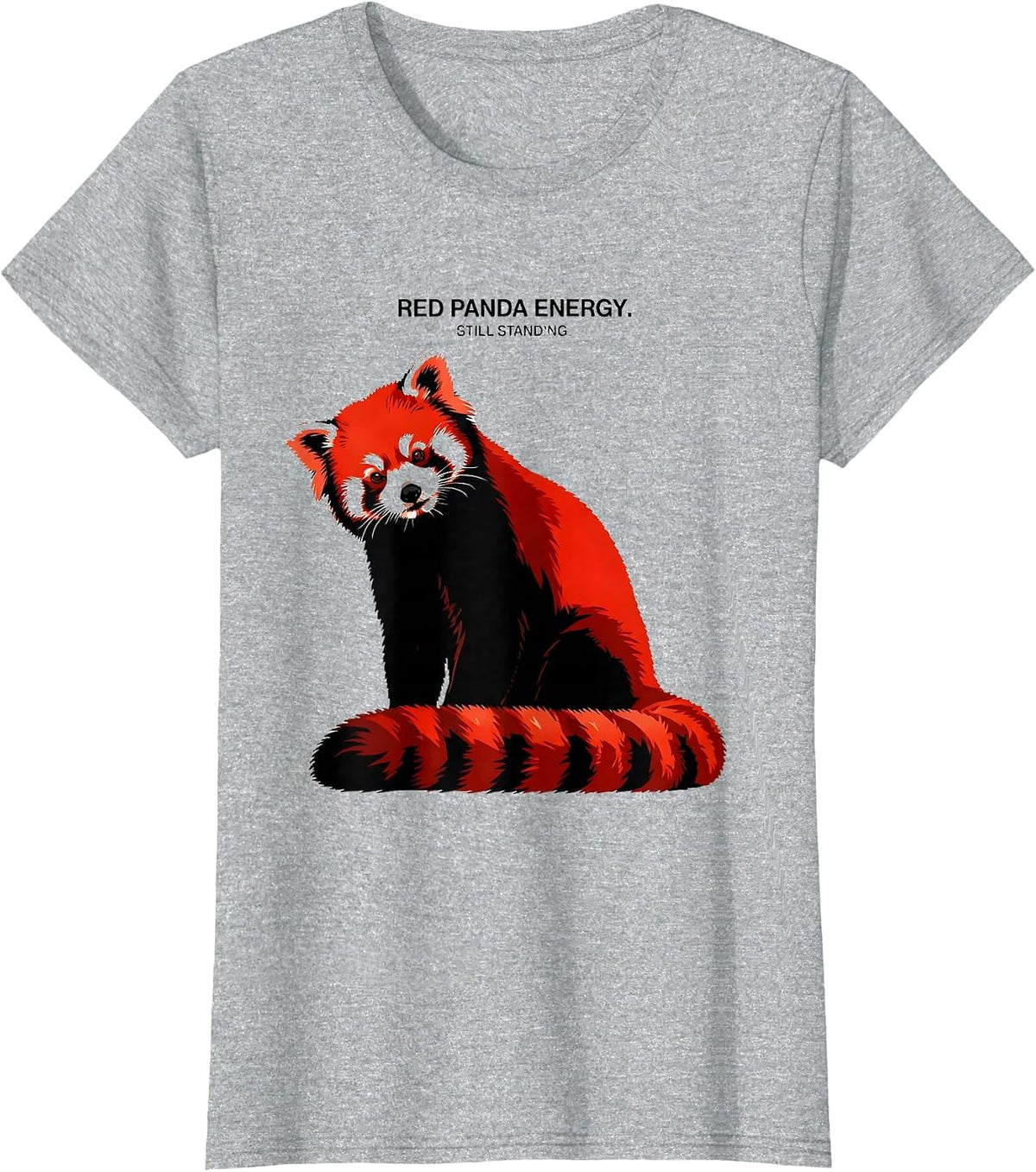 Red Panda Energy Still Standing Funny Panda Lover Humor T-Shirt - Heather Grey