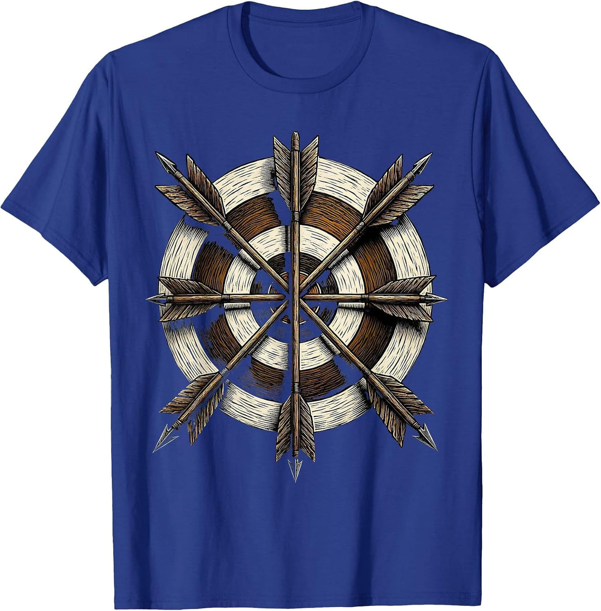 Bullseye Archery Target Arrows Hunting Graphic T-Shirt - Royal Blue