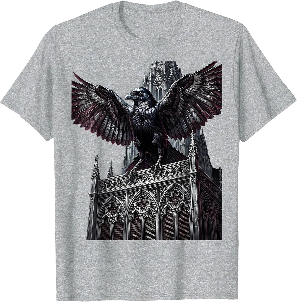 Men's Raven on Concert Speaker Graphic Design T-Shirt - Heather Grey