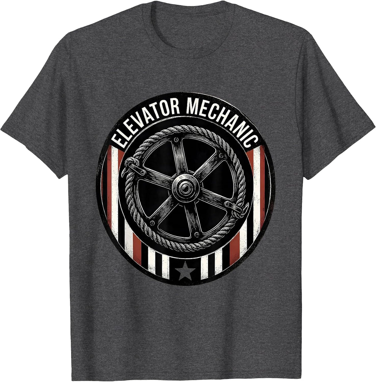 Elevator Mechanic Scratchboard Patriotic American Flag Gift T-Shirt - Dark Heather Grey