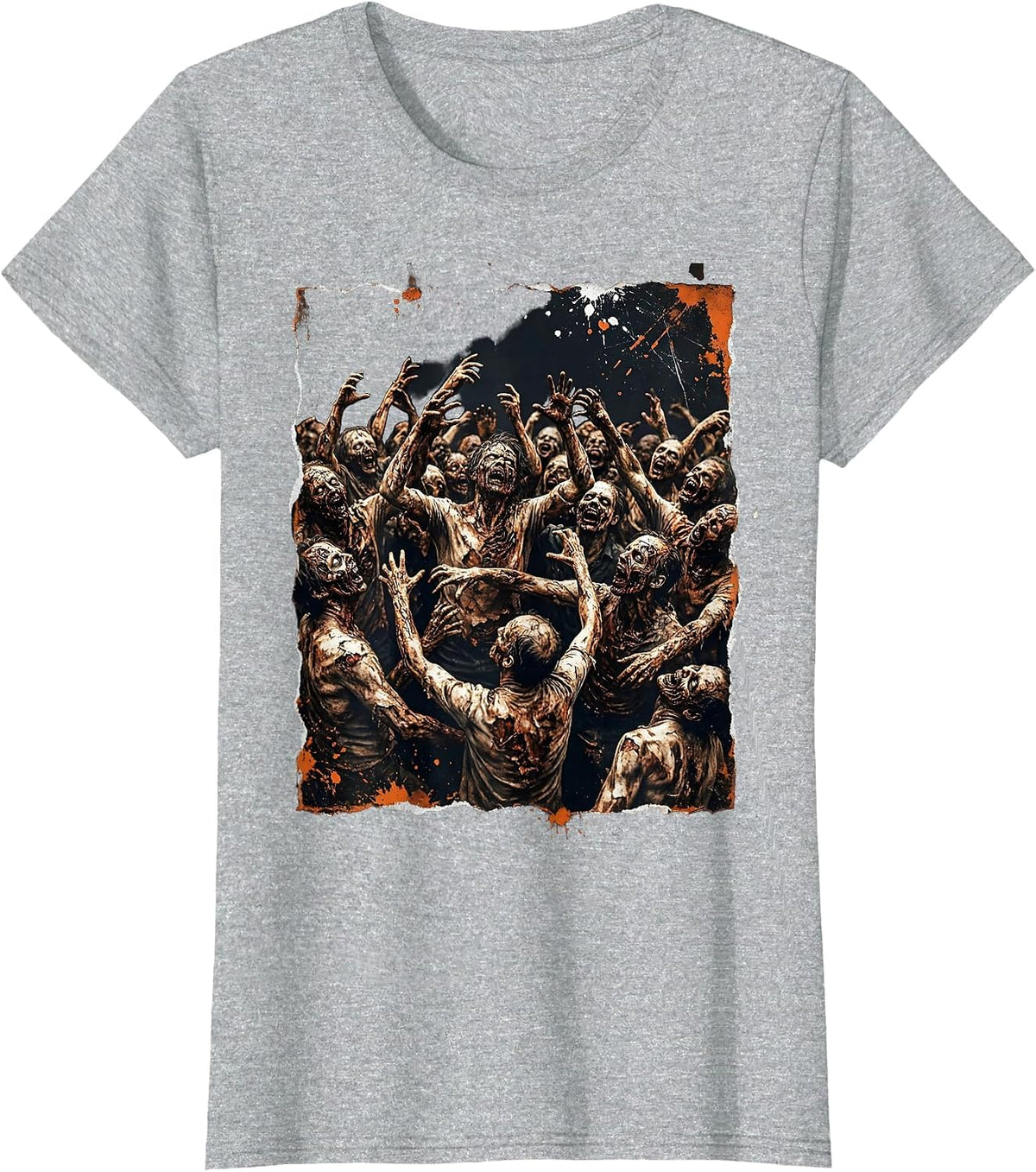Monster Mash Zombie Mosh Pit Concert Crowd T-Shirt - Heather Grey