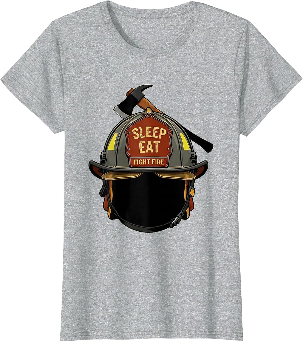 Women's Sleep Eat Fight Fire Firefighter Design T-Shirt - Heather Grey
