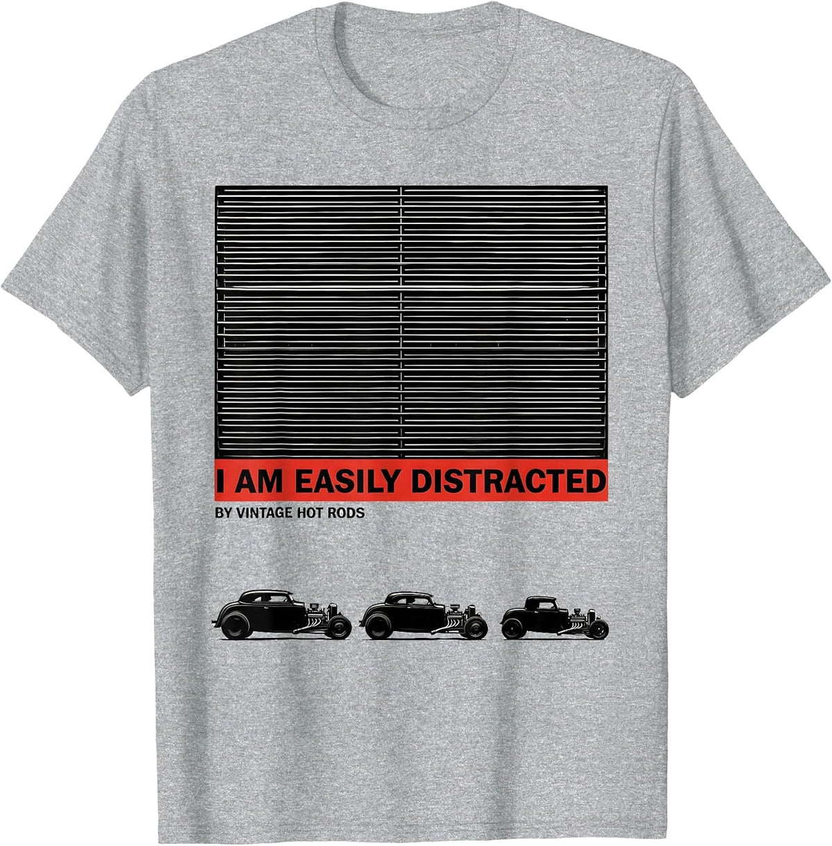 Men's I Am Easily Distracted By Vintage Hot Rods Classic Car Guy T-Shirt - Heather Grey