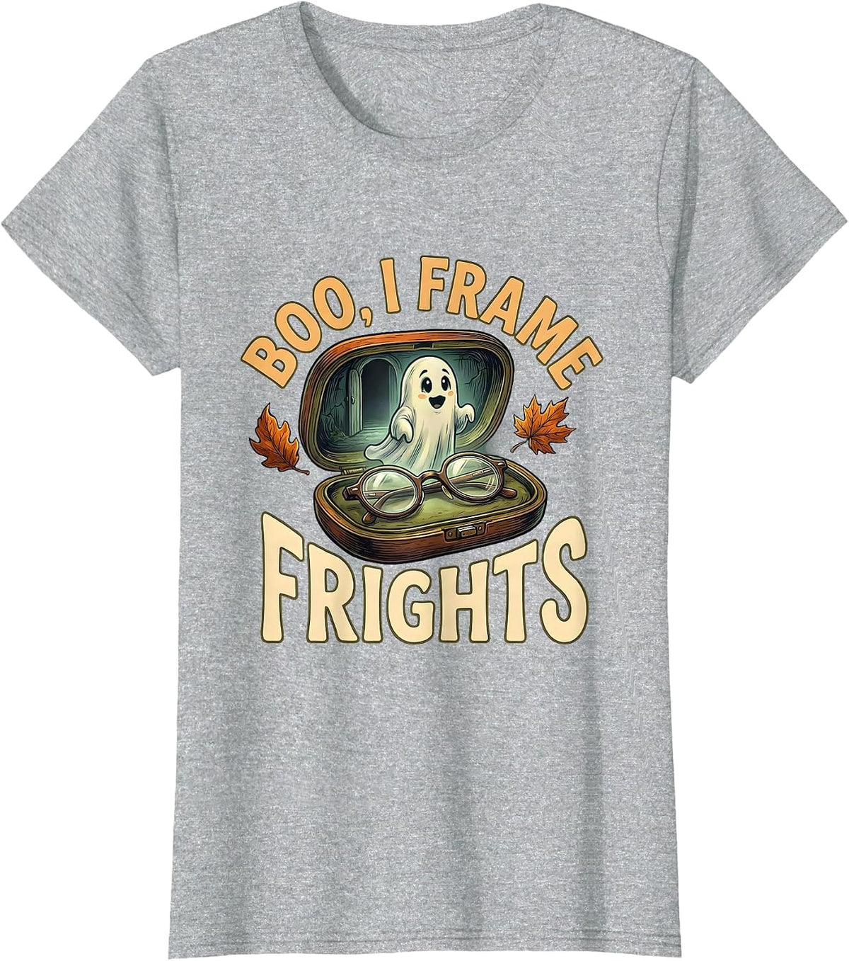 Boo I Frame Frights Funny Optometrist Eye Doctor Halloween T-Shirt - Heather Grey