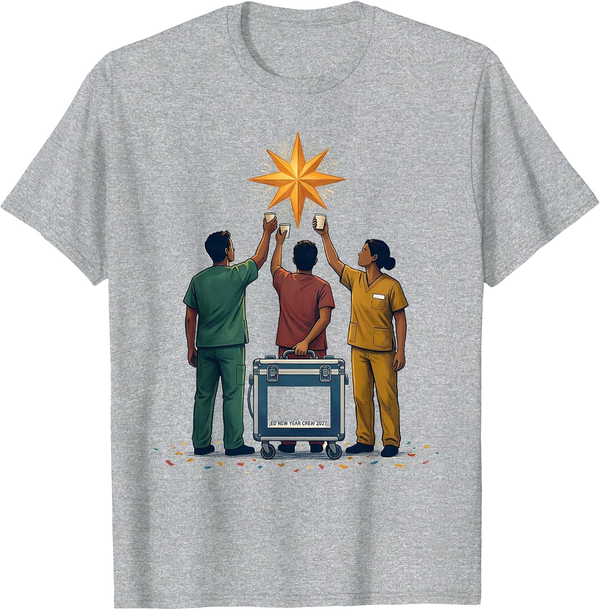 Men's ED New Year Crew 2027 Funny Nurse Crew New Years Eve Party T-Shirt - Heather Grey