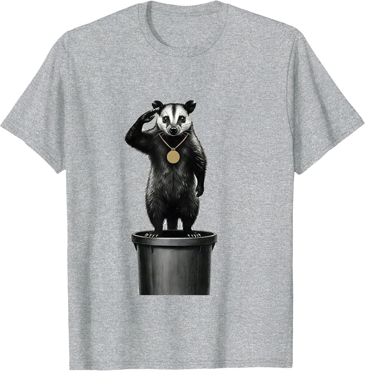 Men's Opossum Silhouette Minimalist Funny Animal Humor T-Shirt - Heather Grey