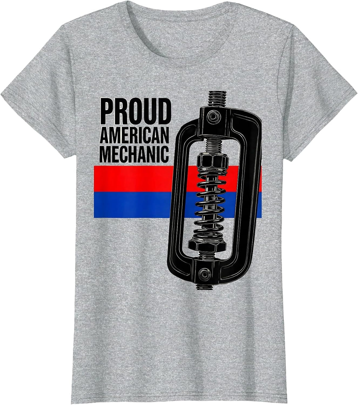 Proud American Mechanic Patriotic Trade Worker Blue Collar T-Shirt - Heather Grey