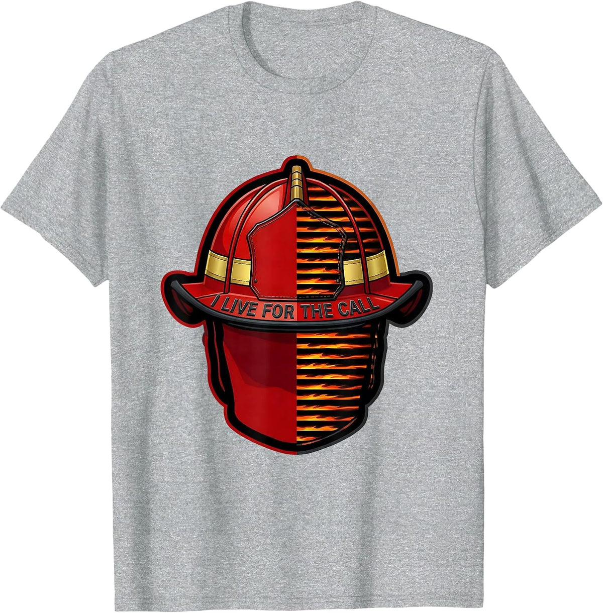 Men's I Live For The Call Firefighter Graphic Design T-Shirt - Heather Grey