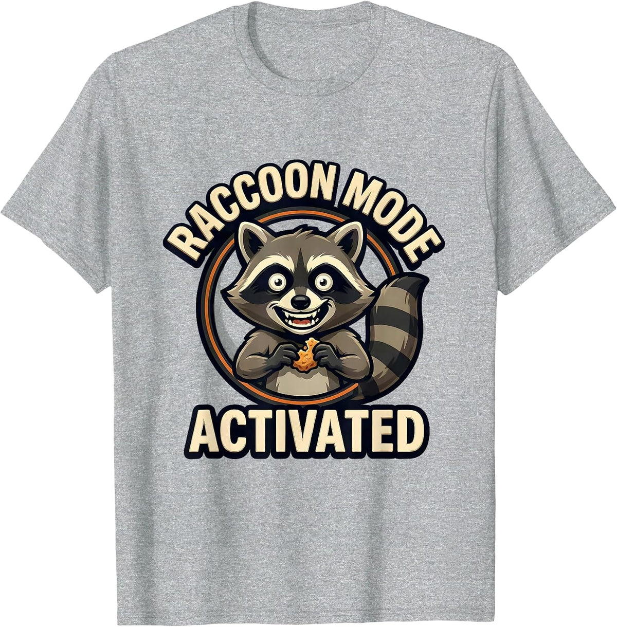 Men's Raccoon Mode Activated Snacks Lover Design T-Shirt - Heather Grey