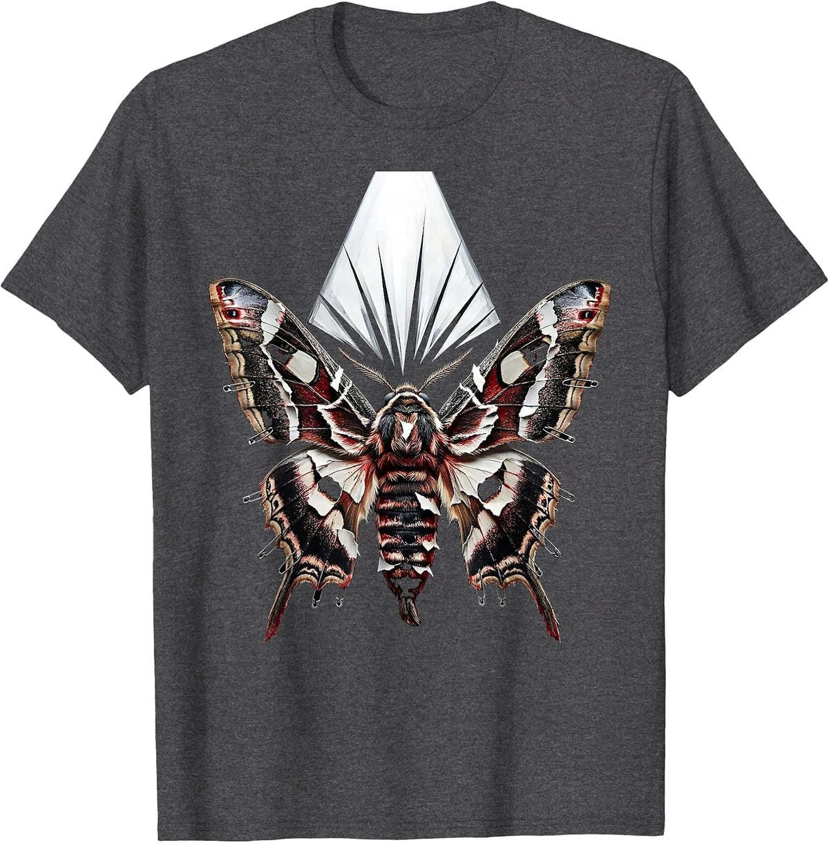 Men's Rock and Roll Moth Stage Spotlight Graphic T-Shirt - Dark Heather Grey