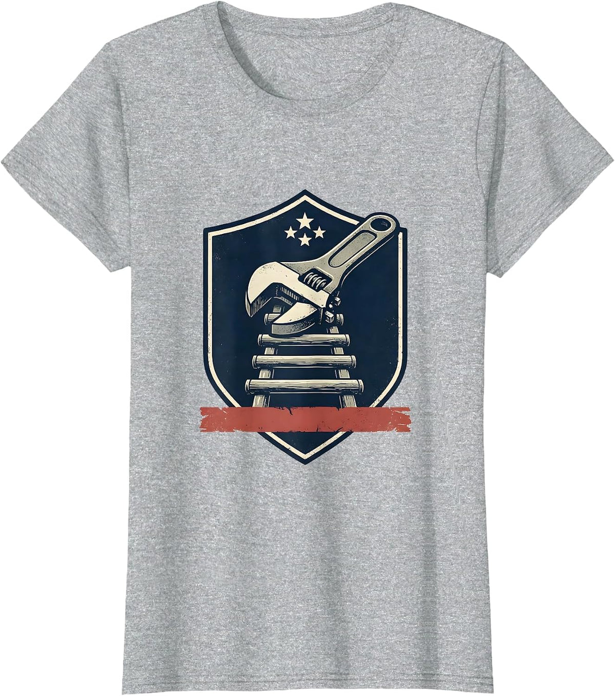 Sealed Shield Pipe Wrench Mechanic American Flag Pride T-Shirt - Heather Grey