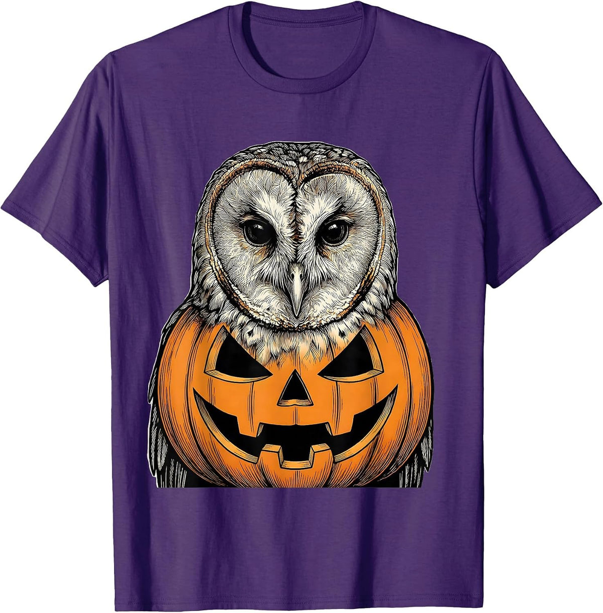 Barn Owl Pumpkin Costume Funny Bird Lover Halloween T-Shirt - Purple