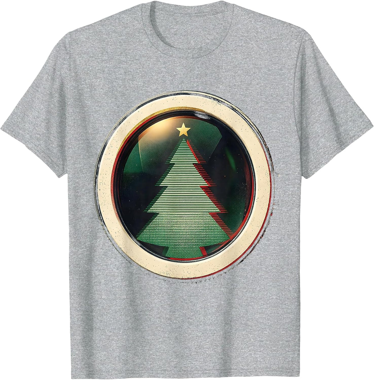 Men's Christmas Tree Eye Lens Optometrist Humor Workwear T-Shirt - Heather Grey