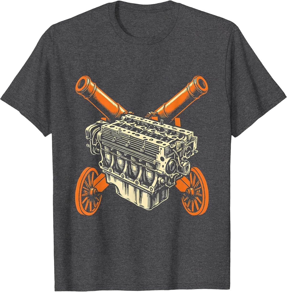 Valley Forge Automotive Vintage Engine Block Crossed Cannons T-Shirt - Dark Heather Grey