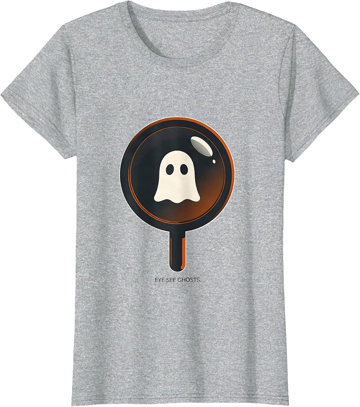 Women's Eye See Ghosts Minimalist Halloween Optometrist Eye Doctor T-Shirt - Heather Grey