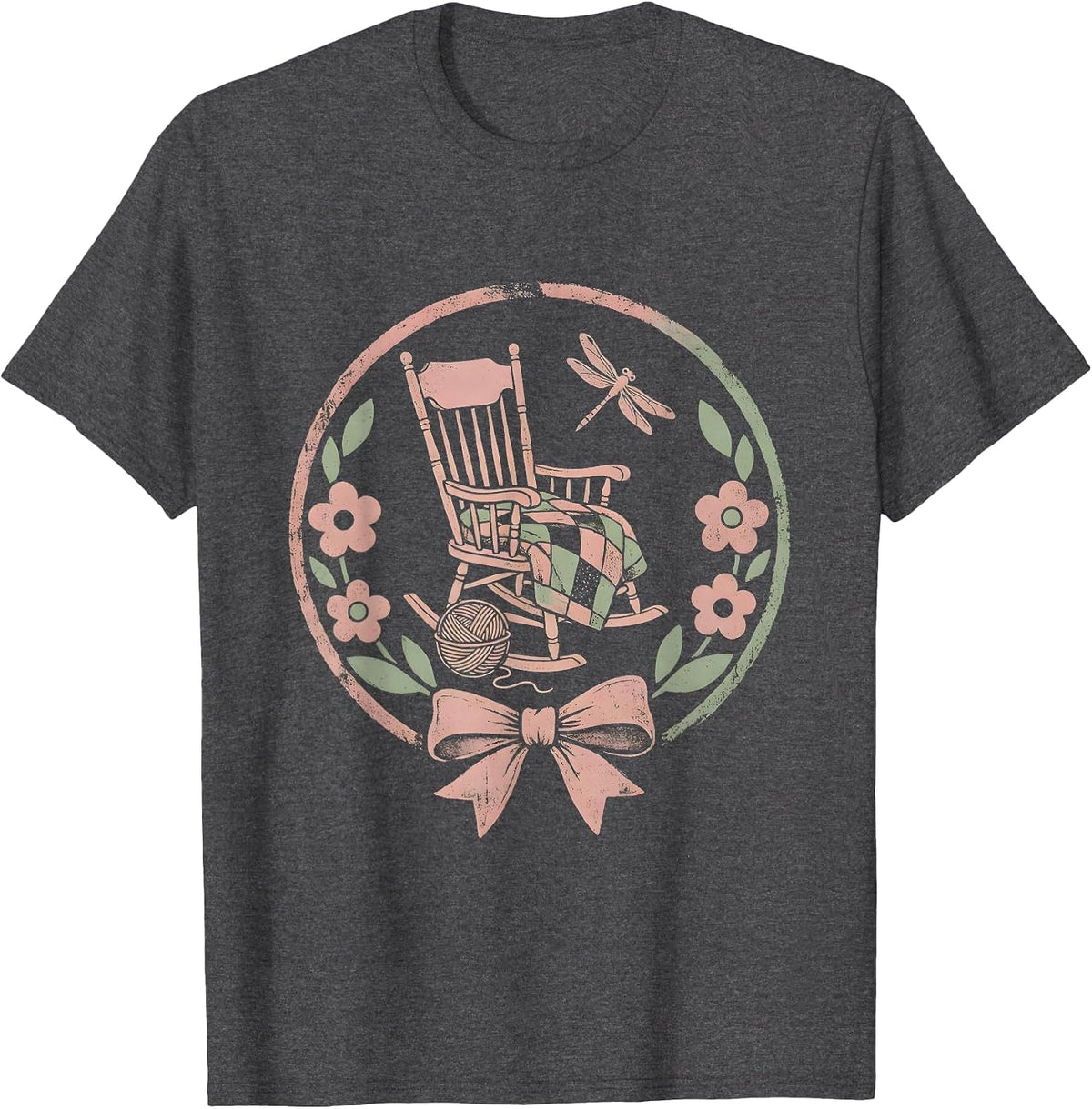 Men's Cozy Rocking Chair Knitting Mama Graphic T-Shirt - Dark Heather Grey