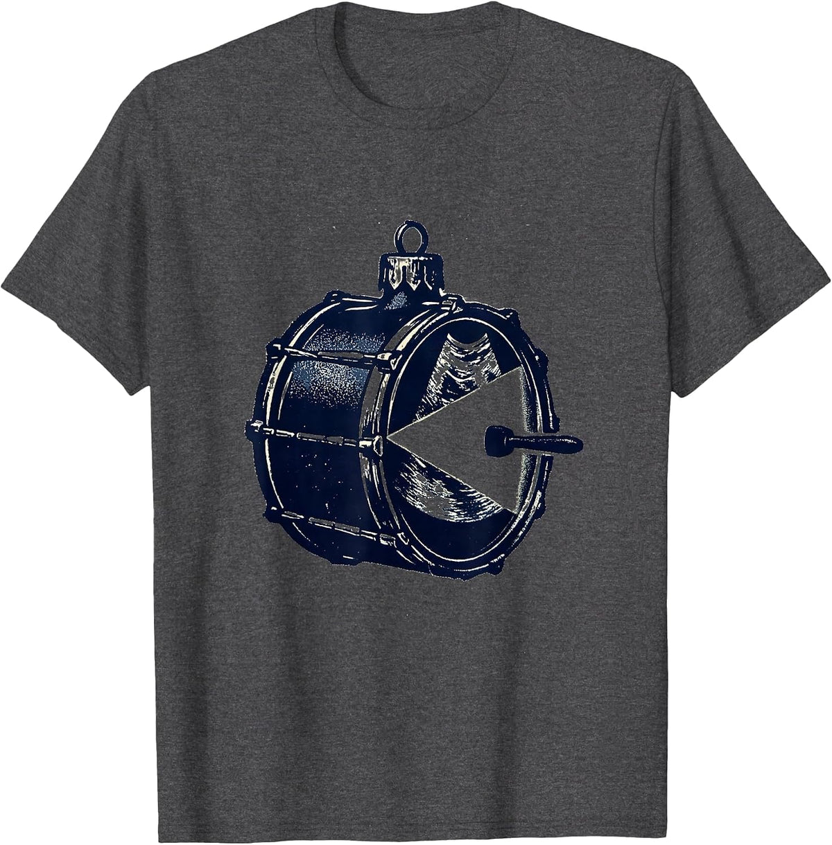 Men's Christmas Drum Ornament Rubber Stamp Radiology Tech Humor T-Shirt - Dark Heather Grey