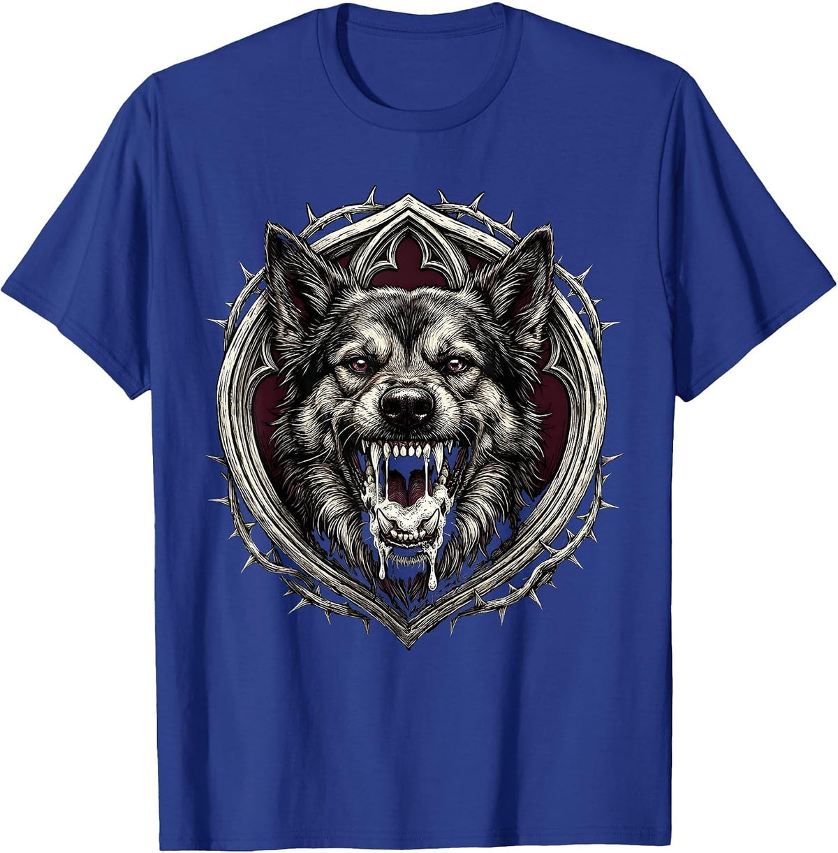 Rabid Dog Foaming at Mouth Graphic Design T-Shirt - Royal Blue