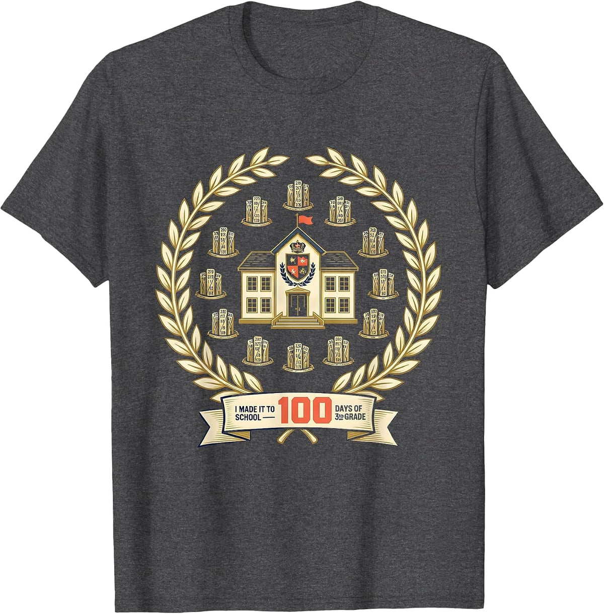 I Made It To 100 Days Of School — 3rd Grade Teacher T-Shirt - Dark Heather Grey