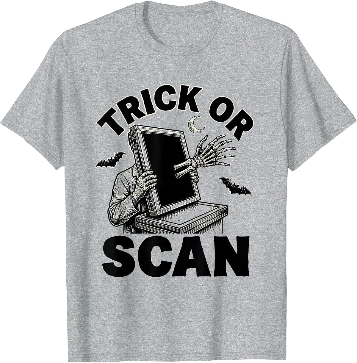 Men's Trick Or Scan Funny Radiologic Technologist Halloween Humor T-Shirt - Heather Grey
