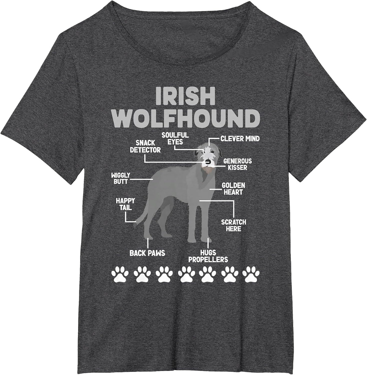 Anatomy of Irish Wolfhound Lover Irish Wolfhound Owner T-Shirt - Dark Heather Grey