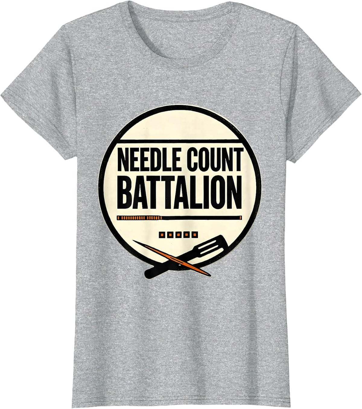 Needle Count Battalion Stencil Graphic Surgical Tech T-Shirt - Heather Grey