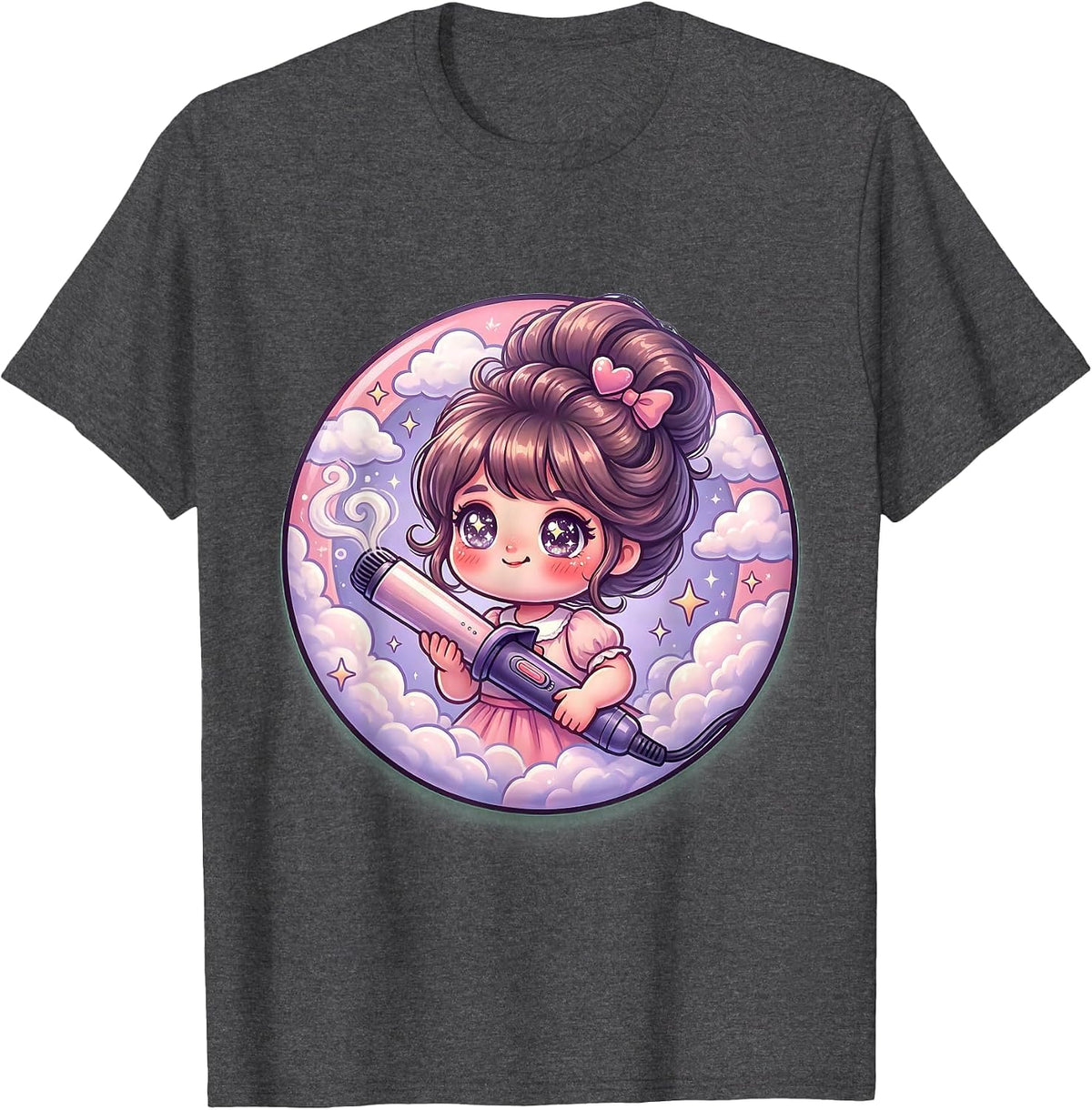 Dance Mom Curling Iron Glam Illustration T-Shirt - Dark Heather Grey